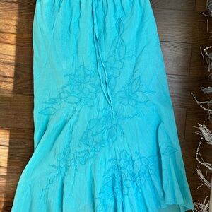 Metro Wear Aqua Embroidered A-Line Skirt